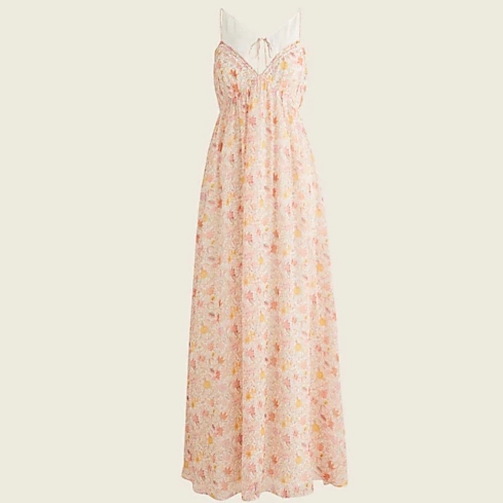J crew open back silk maxi dress liberty garden